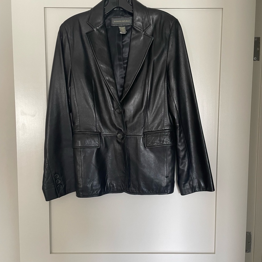 Banana Republic Black Leather Blazer